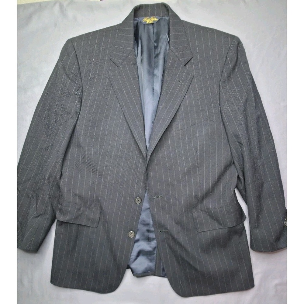 Brooks Brothers Pinstripe Wool‎ Suit Blazer Men 39 Long 2-Button BlueUSA Made